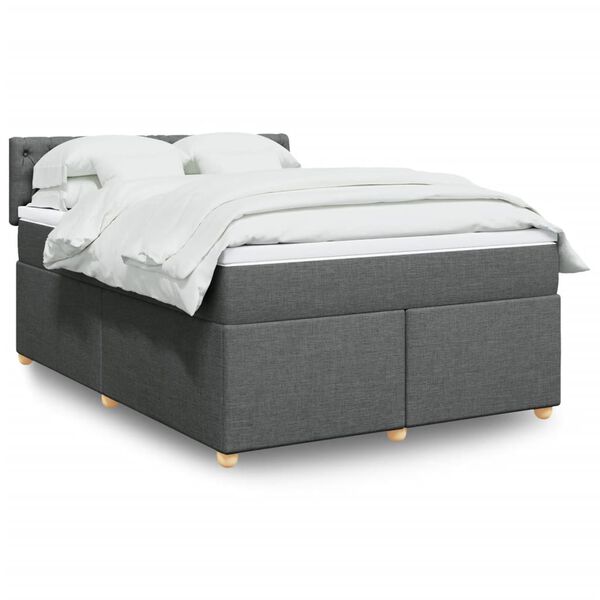 vidaXL Boxspring posteľ s matracom tmavosiv&aacute; 140x200 cm l&aacute;tka