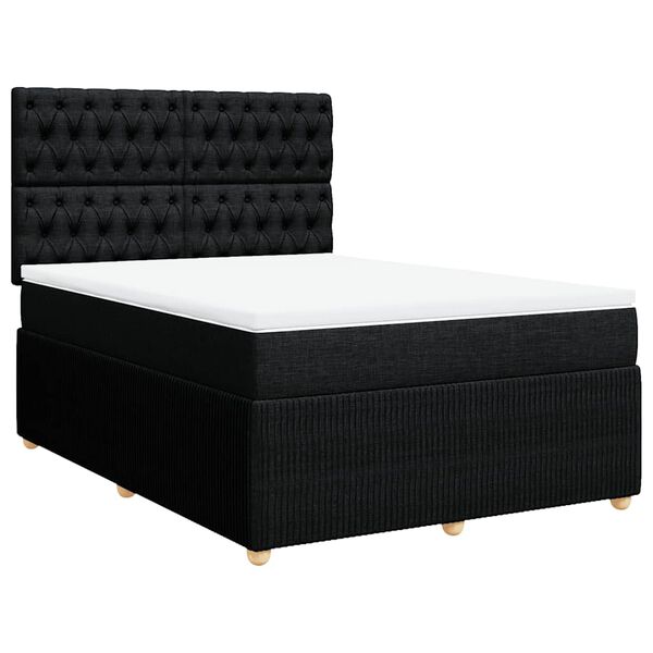 vidaXL Posteľn&yacute; r&aacute;m boxspring s matracom čierny 160x200 cm l&aacute;tka