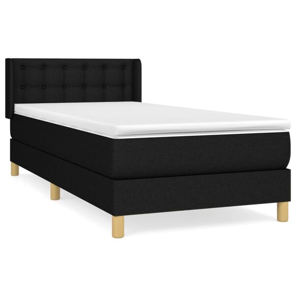 vidaXL Posteľn&yacute; r&aacute;m boxspring s matracom čierny 90x190 cm l&aacute;tka