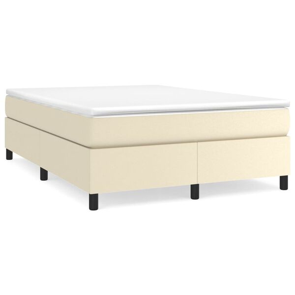 vidaXL Boxspring posteľ s matracom kr&eacute;mov&aacute; 140x190 cm umel&aacute; koža