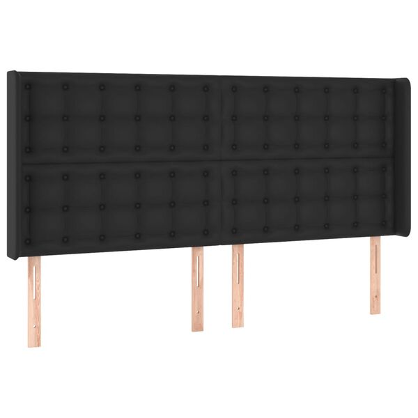 vidaXL Čelo postele s LED čierne 163x16x118/128 cm umel&aacute; koža
