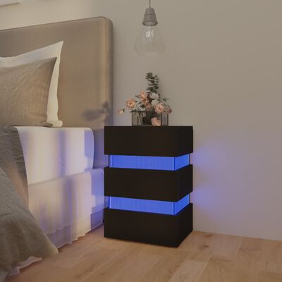 vidaXL Nočný stolík s LED, čierny 45x35x67 cm, kompozitné drevo