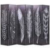 vidaXL Skladac&iacute; parav&aacute;n 228x170 cm, potlač s pierkami, čierno-biely