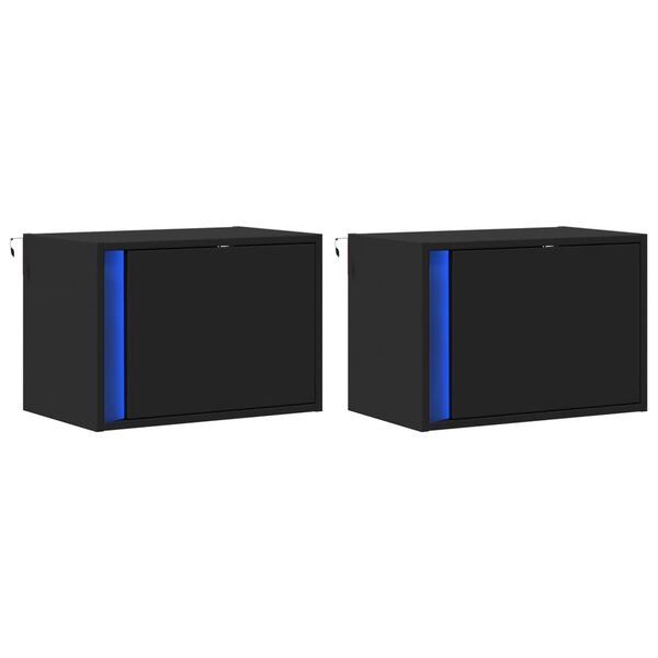 vidaXL Nástenné nočné skrinky s LED osvetlením 2 ks čierne