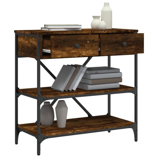 vidaXL Konzolový stolík dymový dub 75 x 34,5 x 75 cm kompozitné drevo