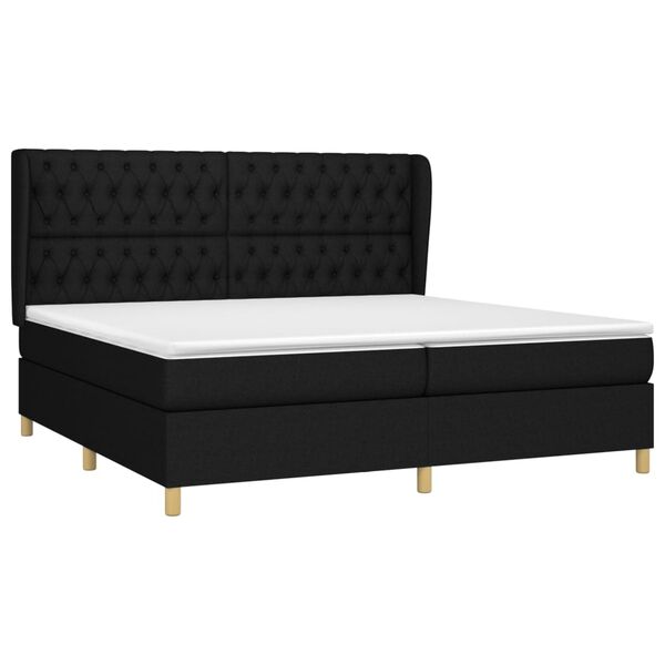 vidaXL Boxspring posteľ s matracom čierna 200x200 cm l&aacute;tka