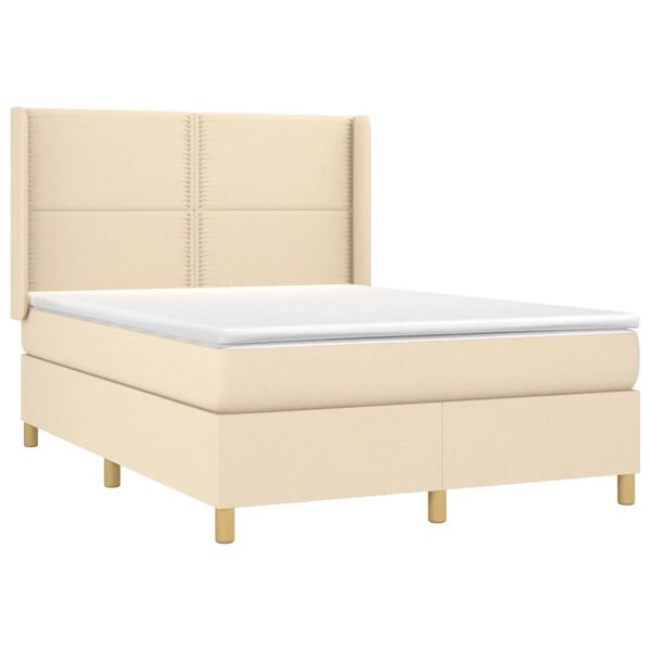vidaXL Posteľn&yacute; r&aacute;m boxspring s matracom kr&eacute;mov&yacute; 140x200 cm l&aacute;tka