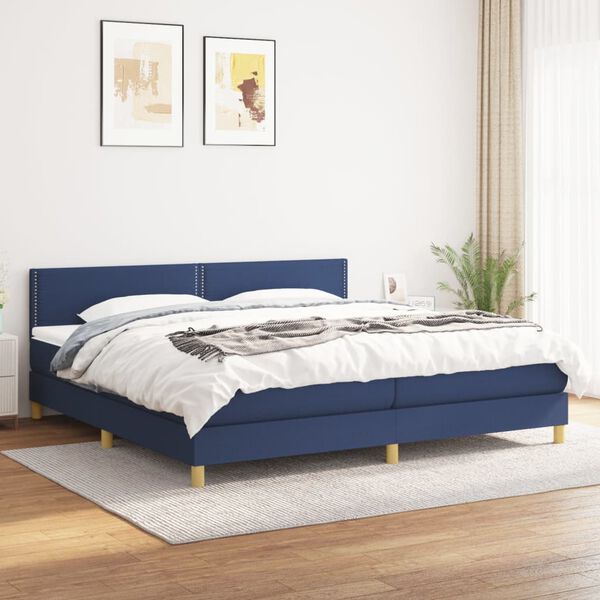 vidaXL Boxspring posteľ s matracom modr&aacute; 200x200 cm l&aacute;tka