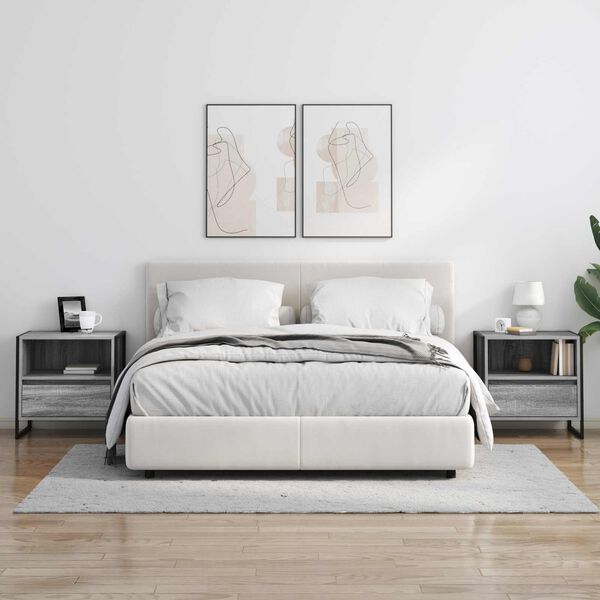 vidaXL Nočn&yacute; stol&iacute;k Siv&yacute; Sonoma 50 x 39,5 x 50 cm Kompozitn&eacute; drevo