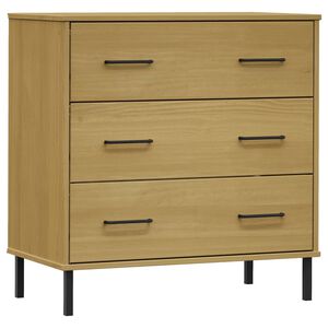 vidaXL Komoda s 3 z&aacute;suvkami hned&aacute; 77x40x79,5 cm mas&iacute;vne drevo OSLO