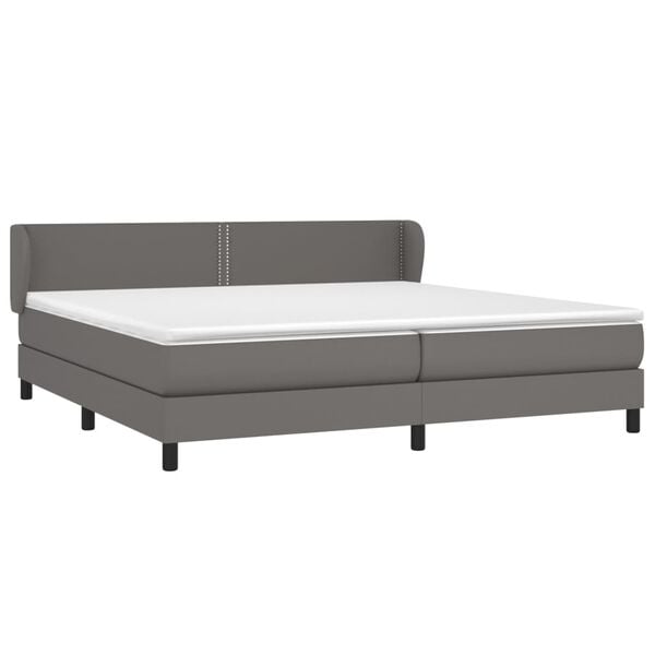 vidaXL Boxspring posteľ s matracom siv&aacute; 200x200 cm umel&aacute; koža