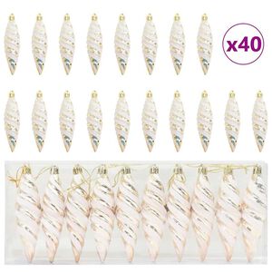 vidaXL Vianočn&aacute; &scaron;pir&aacute;lov&aacute; guľa 40 ks &scaron;ampansk&eacute;ho 3 x 11 cm Plast