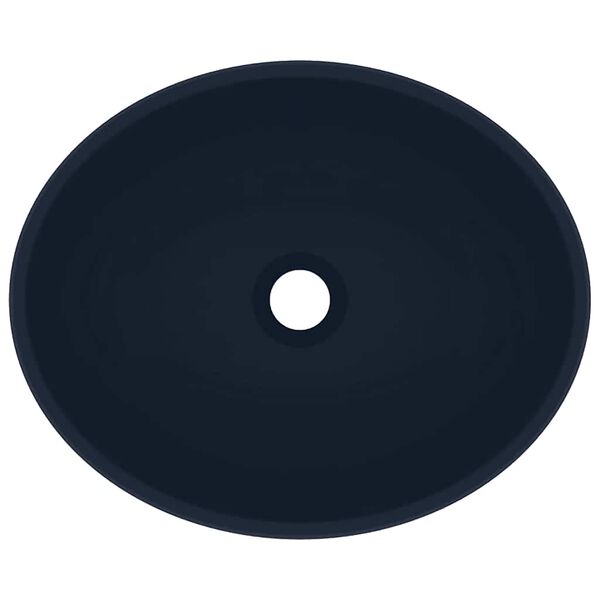 vidaXL Luxusn&eacute; ov&aacute;lne um&yacute;vadlo matn&eacute; tmavomodr&eacute; 40x33 cm keramick&eacute;