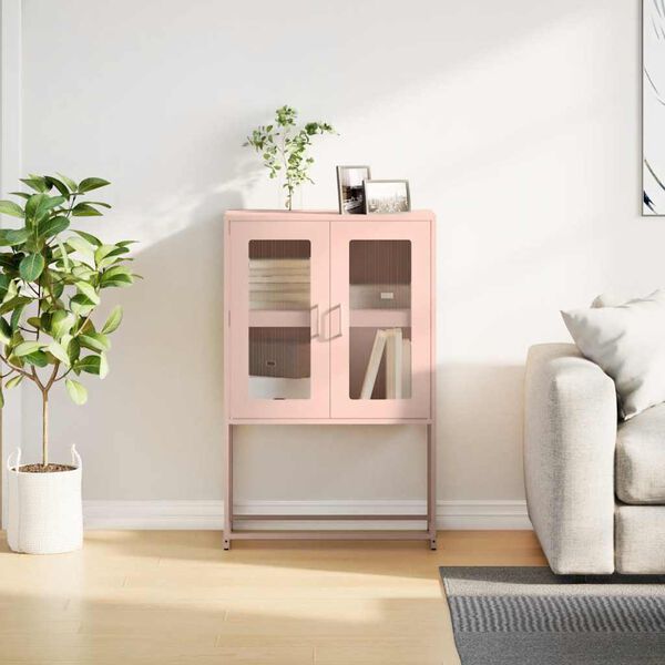 vidaXL Highboard Pink 68x39x107 cm Oceľ