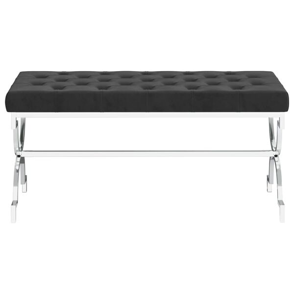 vidaXL Lavička 99 cm, čierna, zamat a nehrdzavej&uacute;ca oceľ