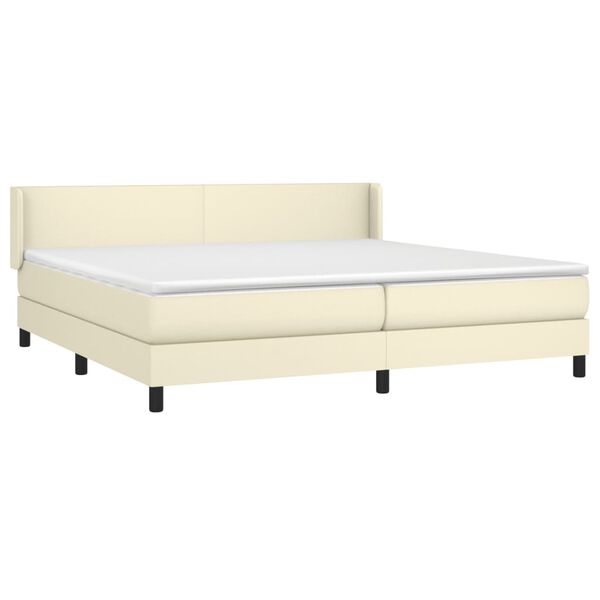 vidaXL Boxspring posteľ s matracom kr&eacute;mov&aacute; 200x200 cm umel&aacute; koža