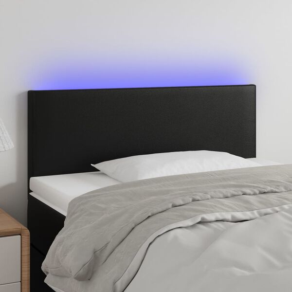 vidaXL Čelo postele s LED čierne 90x5x78/88 cm umelá koža