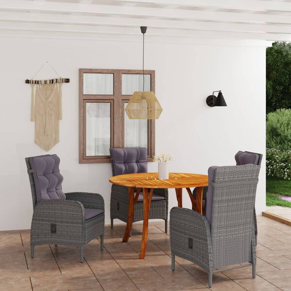 vidaXL 5-dielna záhradná jedálenská súprava čierna