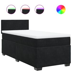 vidaXL Boxspring posteľ s matracom čierna jednol&ocirc;žkov&aacute; zamat