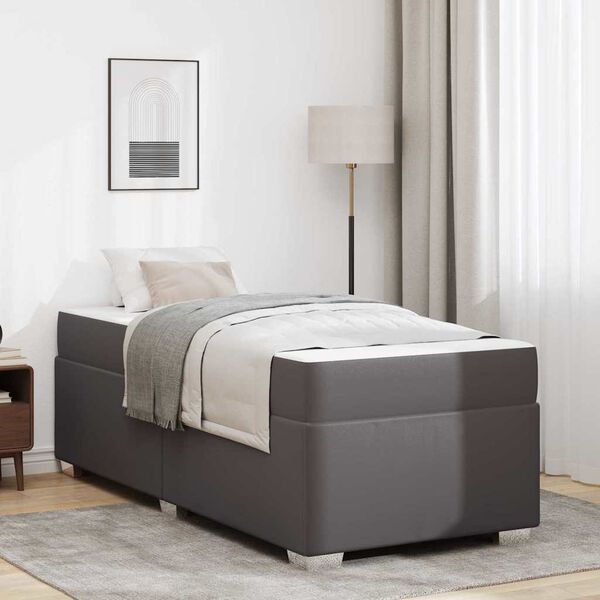 vidaXL R&aacute;m postele s matracmi Siv&aacute; 100 x 200 cm l&aacute;tka