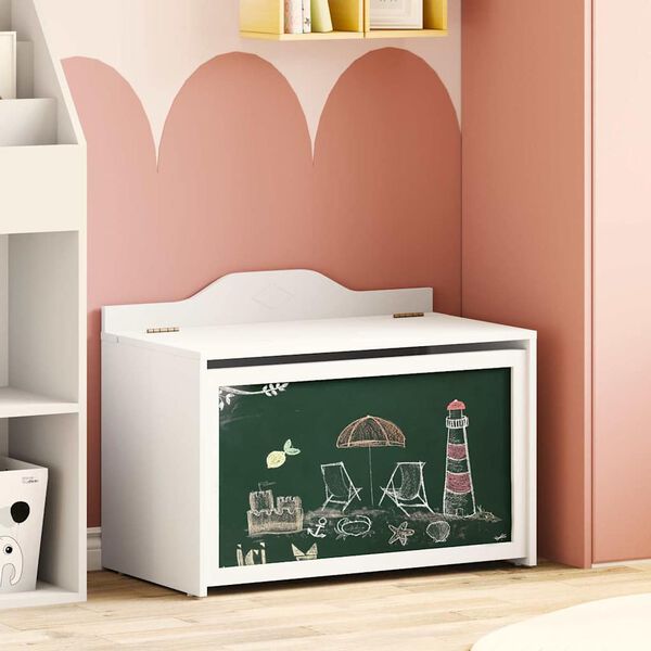 vidaXL Z&aacute;sobn&iacute;k s &uacute;ložn&yacute;m priestorom a tabuľou na p&iacute;sanie ROROS Biela