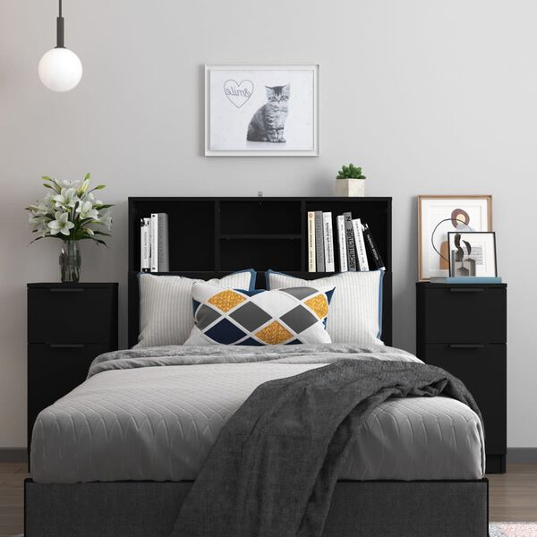 vidaXL Komody čierne 2 ks 30x30x70 cm kompozitn&eacute; drevo