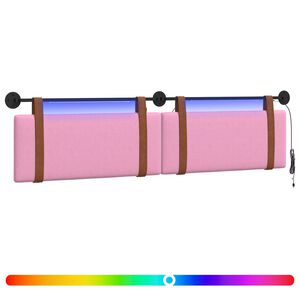 vidaXL Z&aacute;vesn&eacute; čelo postele S LED svetlom Ružov&aacute; Antik PU