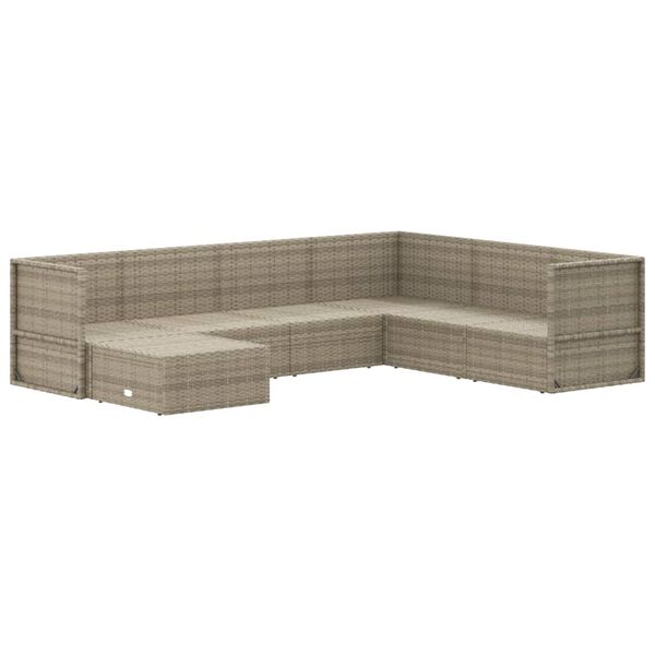 vidaXL 7-dielna z&aacute;hradn&aacute; sedacia s&uacute;prava s vank&uacute;&scaron;mi siv&aacute; polyratanov&aacute;