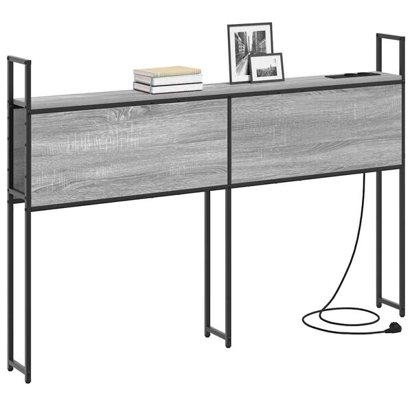 vidaXL &Uacute;ložn&aacute; čelľadka s nab&iacute;jacou stanicou s poličkou Siv&yacute; dub sonoma