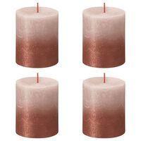 Bolsius Rustikálne valcové sviečky Sunset 4ks 80x68mm,ružovo jantárové