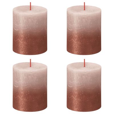 Bolsius Rustikálne valcové sviečky Sunset 4ks 80x68mm,ružovo jantárové