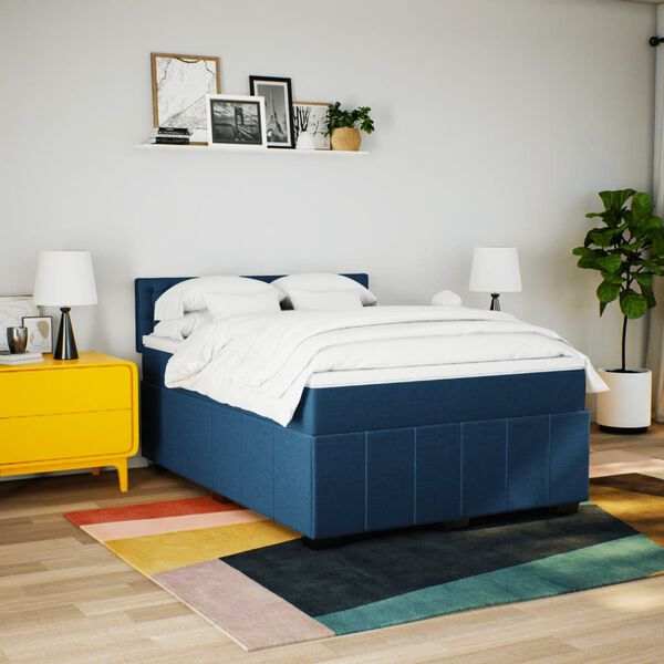 vidaXL Posteľn&yacute; r&aacute;m boxspring s matracom modr&yacute; 160x200 cm l&aacute;tka