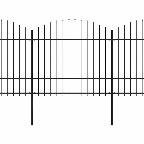 vidaXL Z&aacute;hradn&yacute; plot s vrchnou časťou z ocele 714,5x175 cm čierny