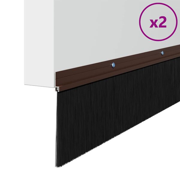 vidaXL Kefkové tesnenia na dvere s montážou na skrutky 2 pcs Hnedá