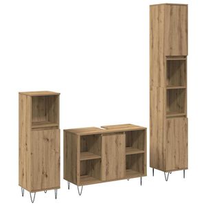 vidaXL Sada k&uacute;peľňov&eacute;ho n&aacute;bytku 3 pcs Remeseln&yacute; dub Kompozitn&eacute; drevo