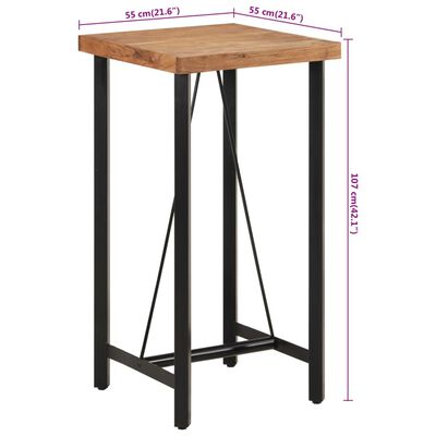 vidaXL Barový stôl 55x55x107 cm masívna akácia a železo