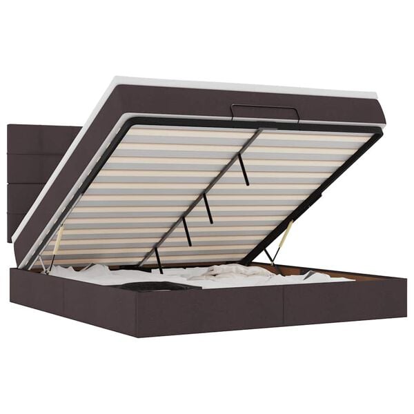 VidaXL Osmanská posteľ s matracom Tmavohnedá 180x200cm Látka