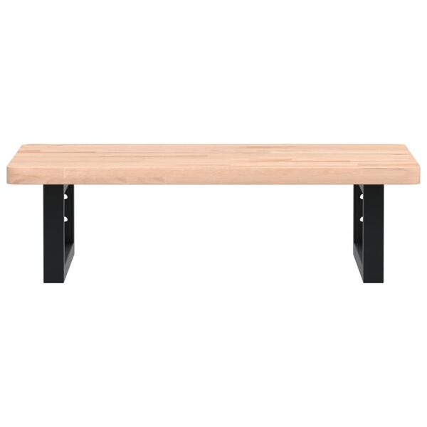 vidaXL Polica pod umývadlo nástenná oceľ a bukový masív