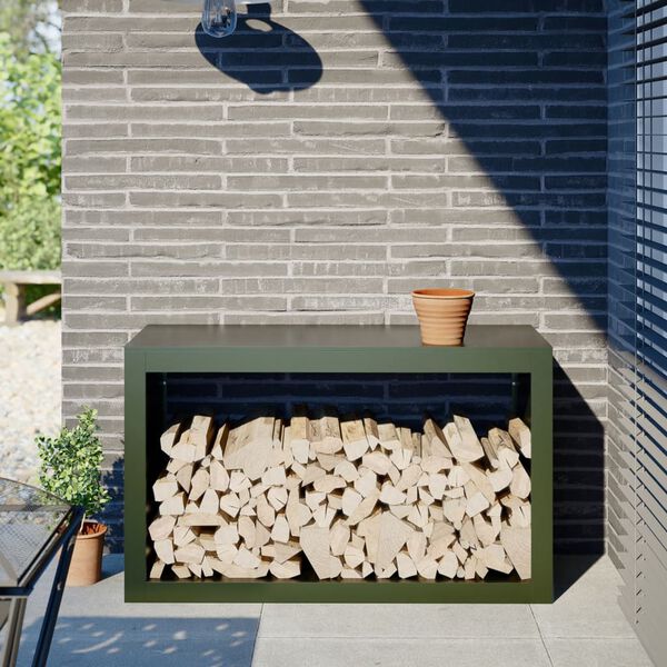 vidaXL Reg&aacute;l na krbov&eacute; drevo, zelen&yacute; 100x40x60 cm, oceľ