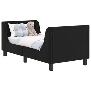 vidaXL R&aacute;m detskej postele s čelom Čierna 70 x 140 cm Zamat