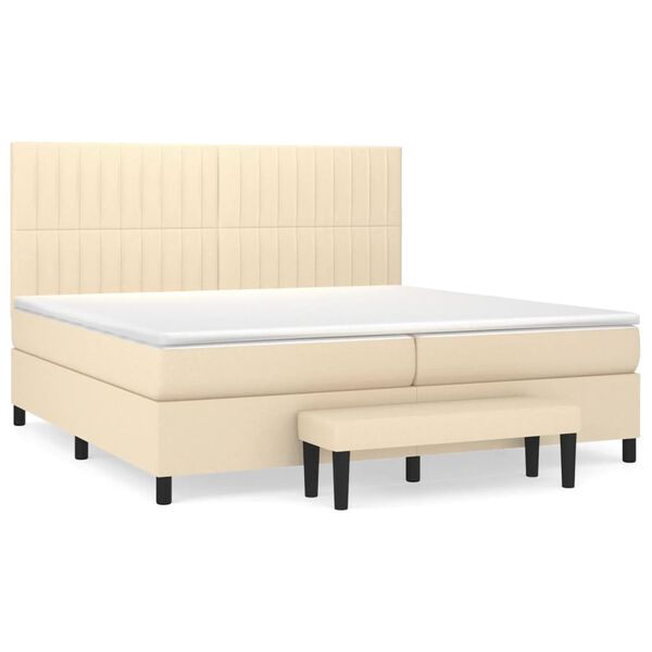 vidaXL Boxspring posteľ s matracom kr&eacute;mov&aacute; 200x200 cm l&aacute;tka