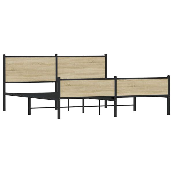 vidaXL Kovový posteľný rám bez matraca dub sonoma 183x213 cm