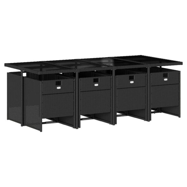 vidaXL 9-dielna záhradná jedálenská sada s vankúšmi čierna polyratan