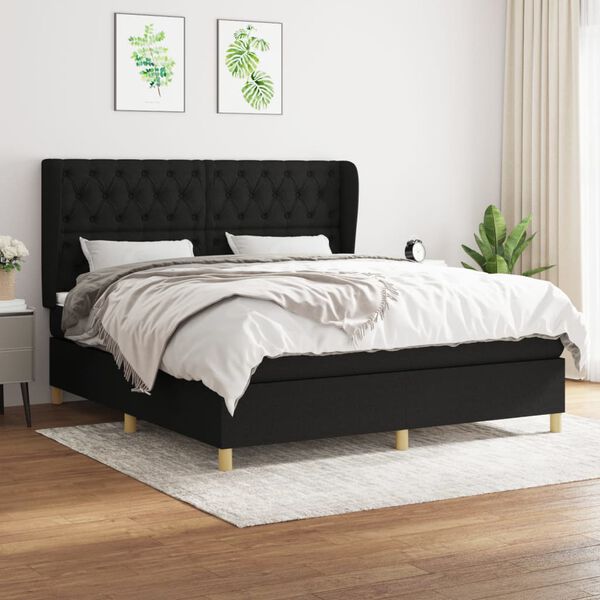 vidaXL Posteľn&yacute; r&aacute;m boxspring s matracom čierny 160x200 cm l&aacute;tka