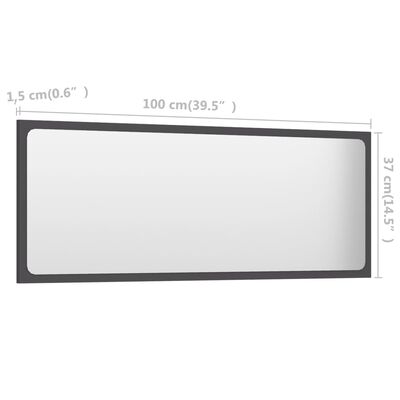 vidaXL Kúpeľňové zrkadlo, sivé 100x1,5x37 cm, kompozitné drevo