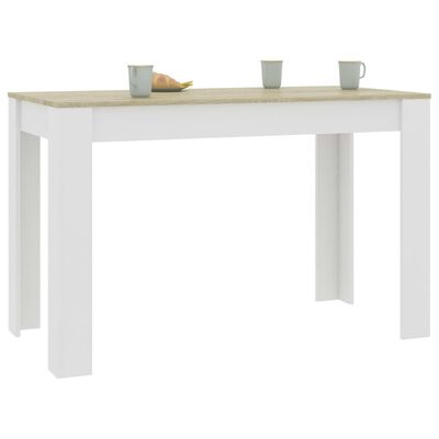 vidaXL Jedálenský stôl biely a farba dub sonoma 120x60x76 cm drevotrieska