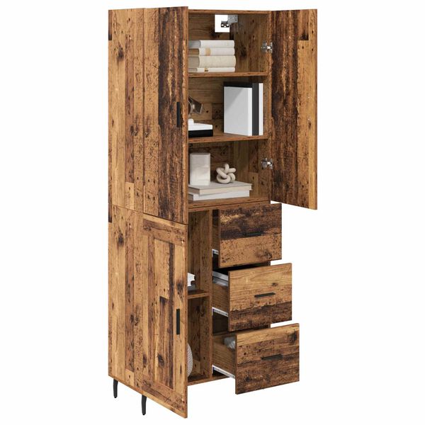 vidaXL Highboard 2 pcs Star&eacute; drevo Drevovl&aacute;knit&aacute; doska a sklo