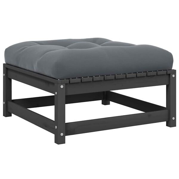 vidaXL Záhradná podnožka s podložkou sivá borovicový masív