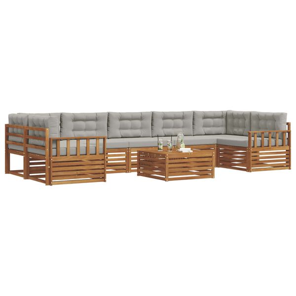 vidaXL Z&aacute;hradn&aacute; s&uacute;prava gaučov s vank&uacute;&scaron;om 8 pcs Pr&iacute;rodn&aacute; a svetlosiv&aacute;