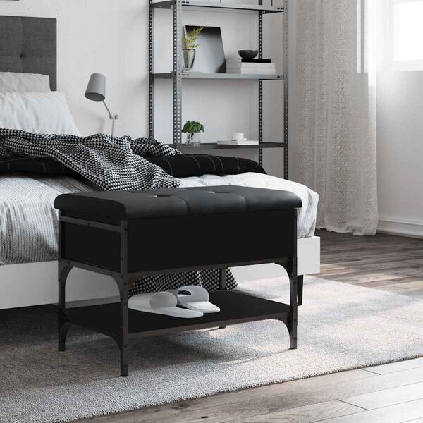 vidaXL Lavička na top&aacute;nky čierna 62x42x45 cm kompozitn&eacute; drevo